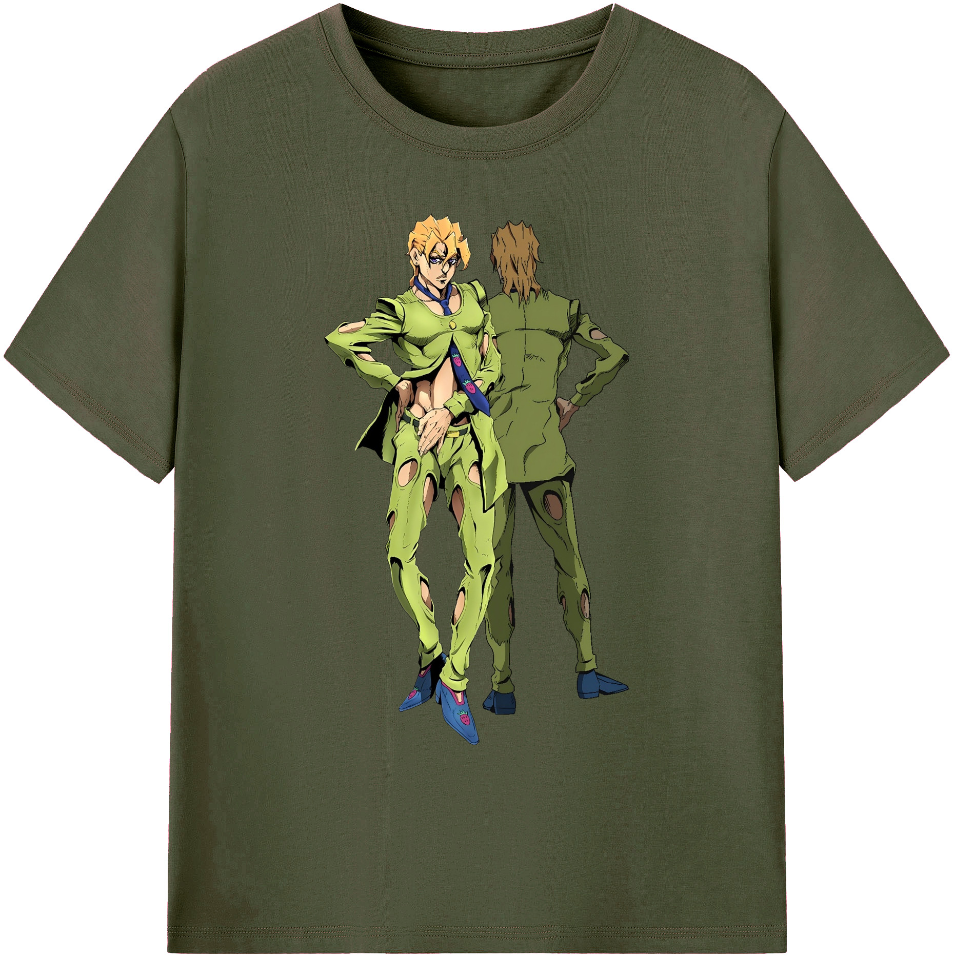 （画像用） ジョジョの奇妙な冒険 パンナコッタ?フー JoJo's Bizarre Adventure Pannacotta Fugo 綿100％ メンズ半袖Tシャツ｜肌触りやわらか＆通気性